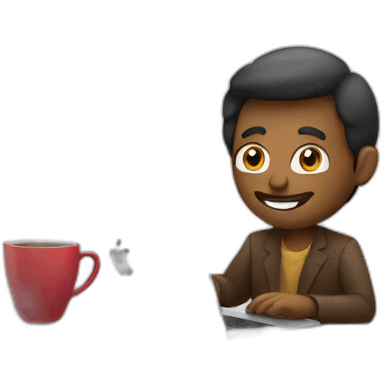 man with macbook and a cup of coffee emoji