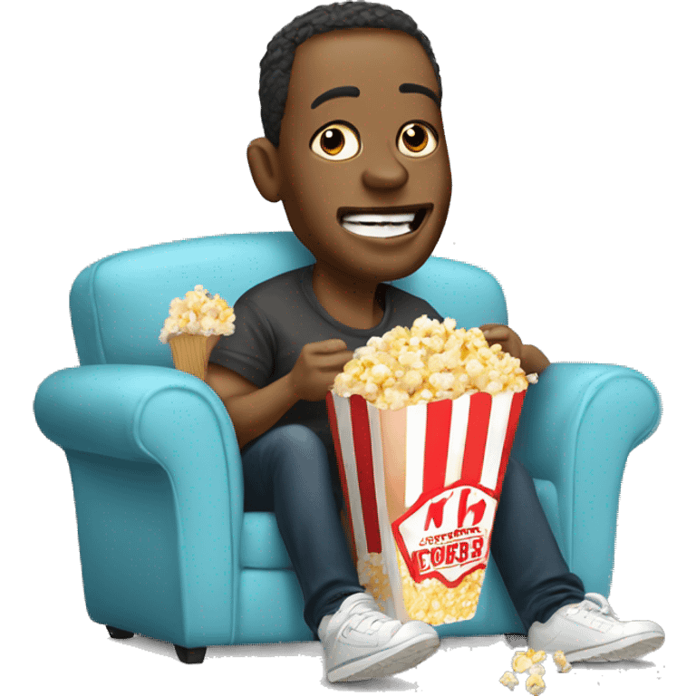 caricature eating popcorn layin in  couch emoji