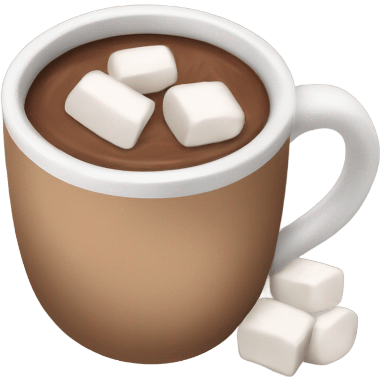 Light brown mug of hot chocolate with marshmallows  emoji