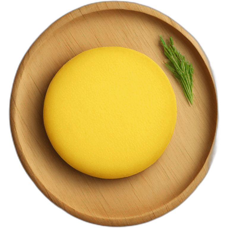 Polenta in round wood plate emoji