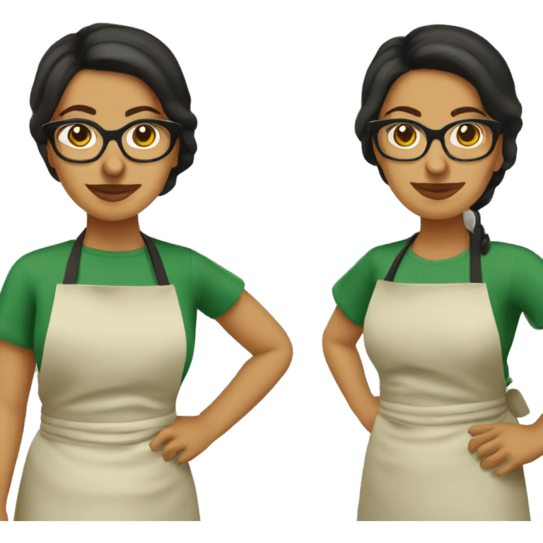 mexican lady green apron  with glasses cooking tacos emoji