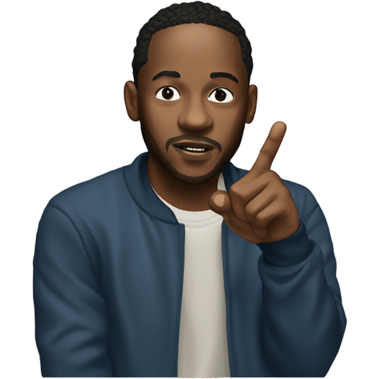 Kendrick Lamar holding up the middle finger emoji