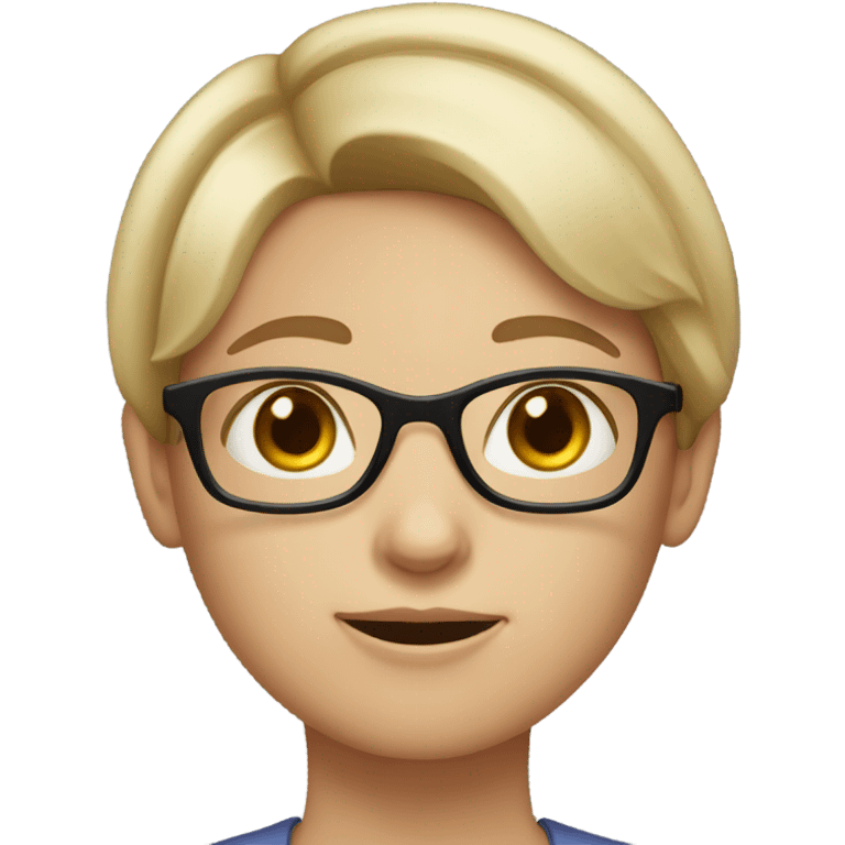 A girl with fair skin, short hair, and glasses, who looks intelligent. emoji