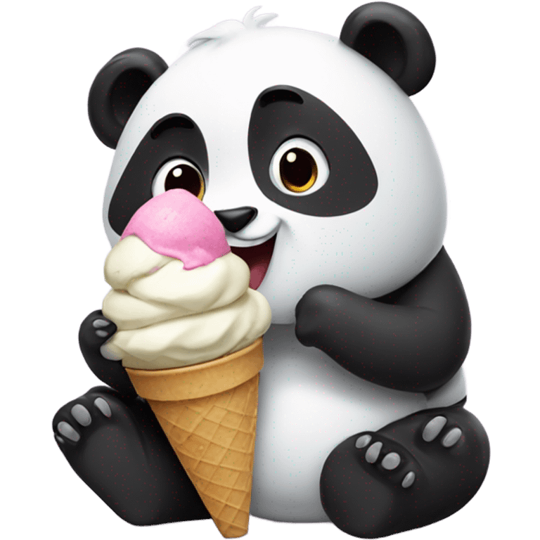 Panda eating ice cream emoji