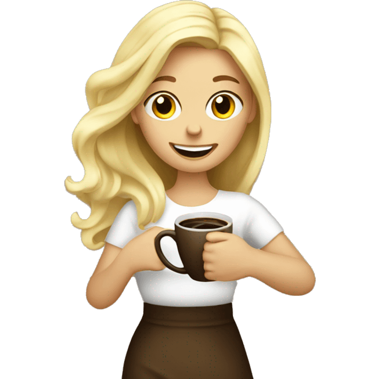 Blond girl with coffe emoji