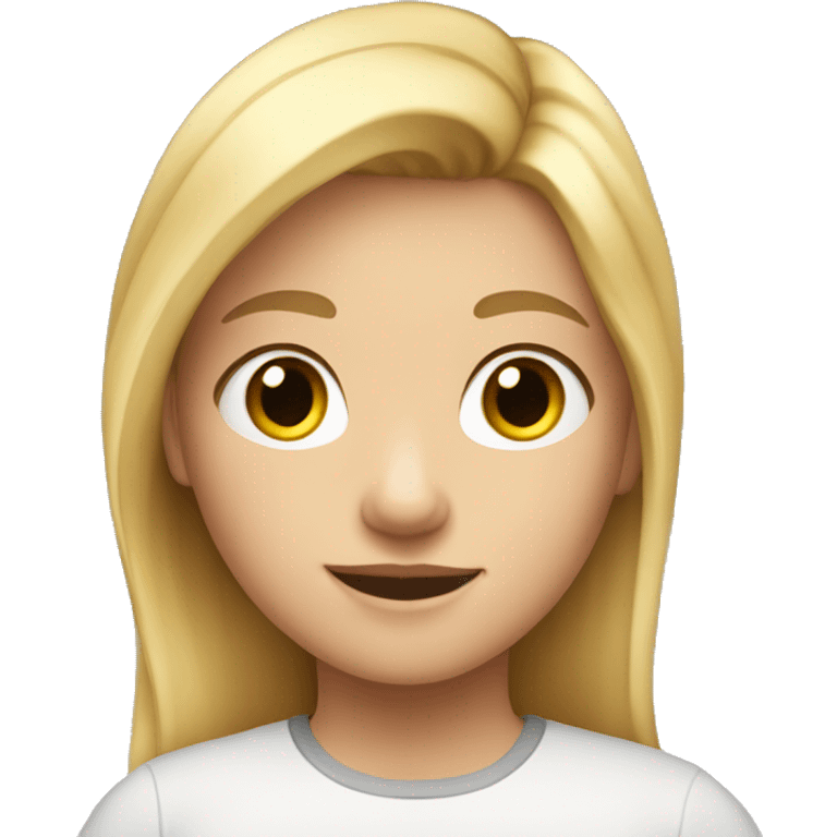 A 11 year old girl who has blonde hair and wearing a horse croped shirt emoji