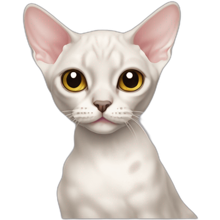 Seal color Devon Rex cat, white gloves emoji