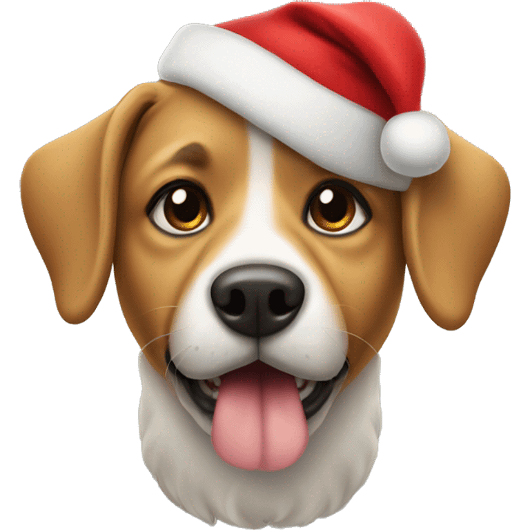 Dog wearing Santa hat emoji