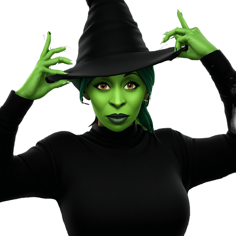 witchy girl with green skin emoji