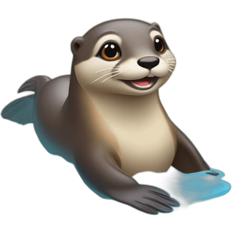 Une loutre sur un dauphin emoji