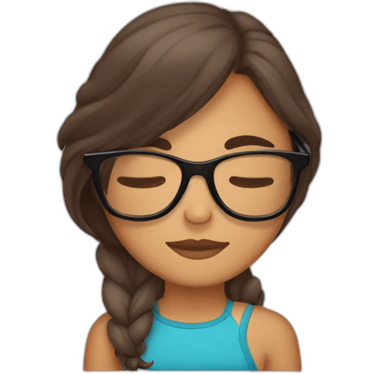 Une fille brune avec des lunettes qui dormir emoji