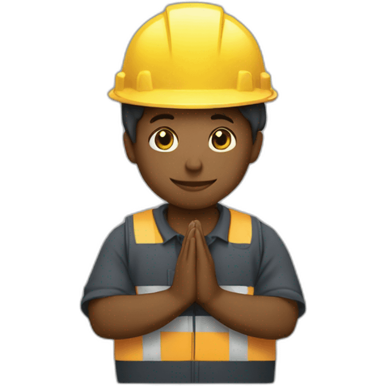 dump truck with worker holding hands together in prayer emoji