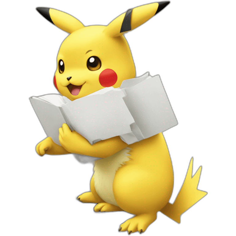 Pikachu typing on a labtop emoji