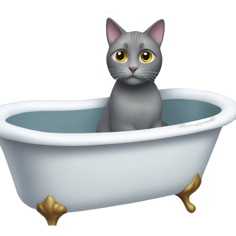 grey cat in a white bathtub emoji