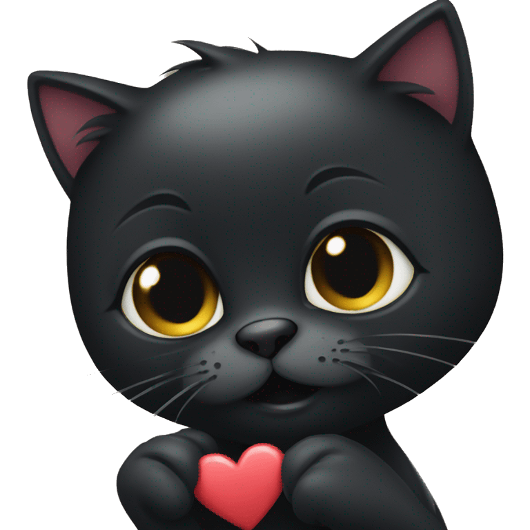 Black cat making a heart  emoji