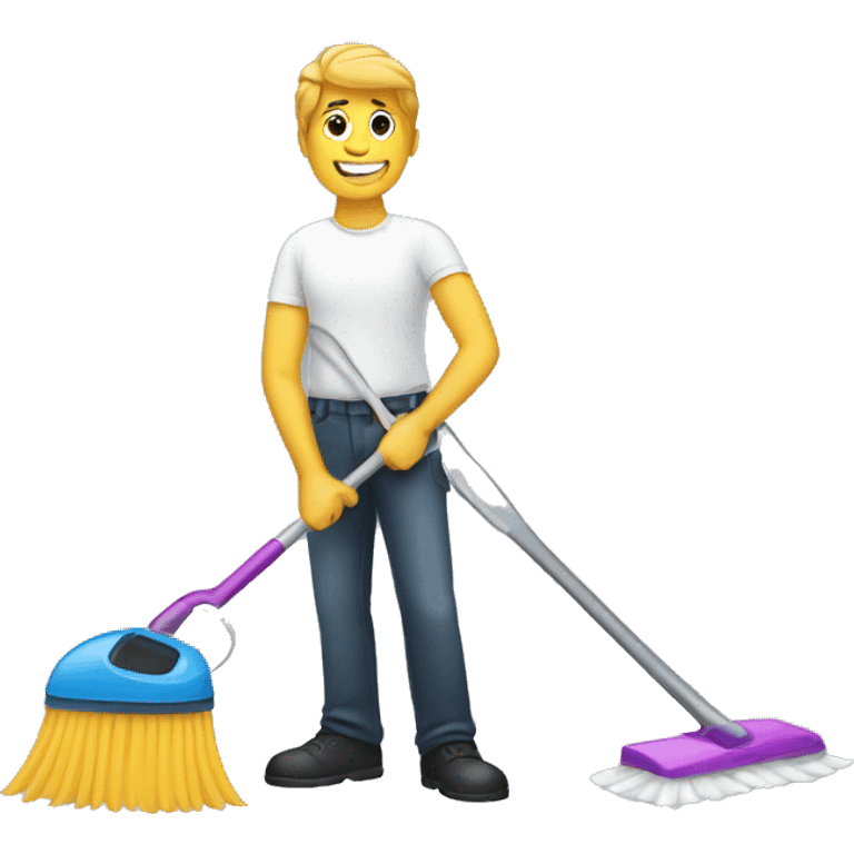 man on the floor cleaning brush emoji