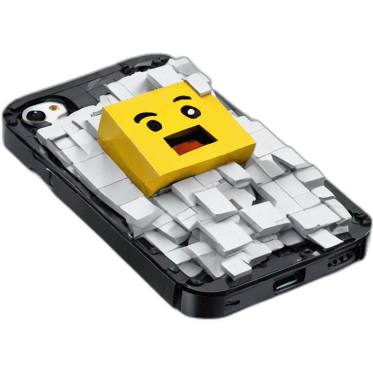 A broken iPhone made of Lego emoji