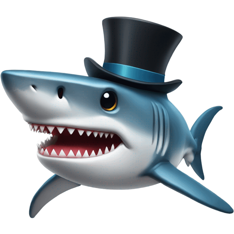 Shark with a top hat emoji