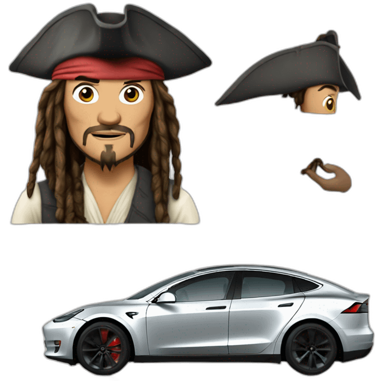 Jack sparrow driving a tesla emoji