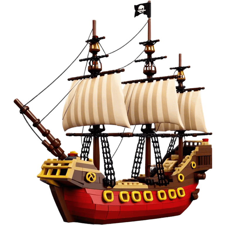 Pirate Ship (Toy) - Lego Pirate Ship (Model Year: 2021) (Iconic colour: Brown with red sails) emoji