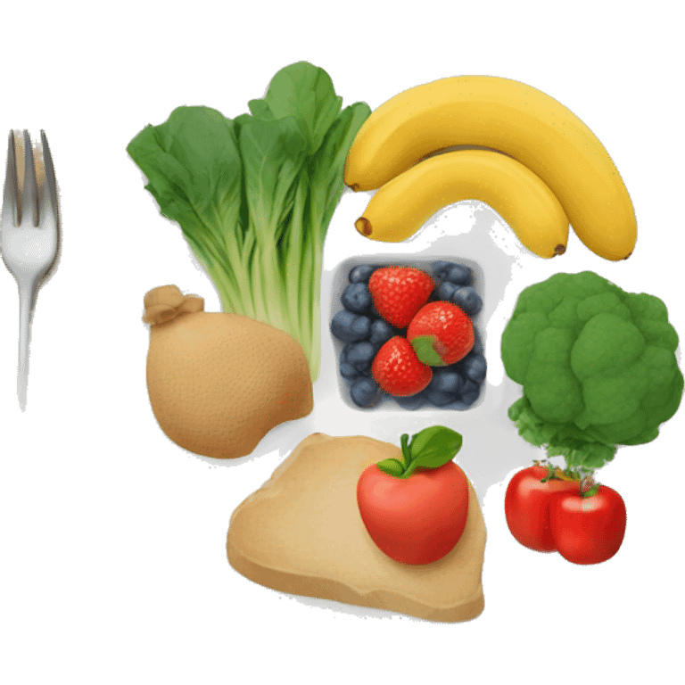 Plate of balanced healthy food  emoji