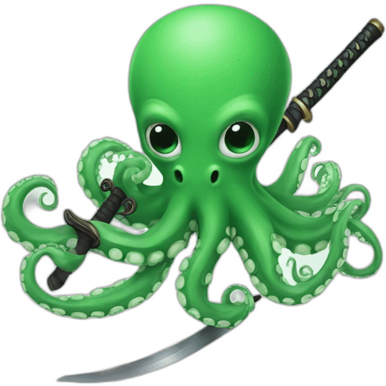 green octopus holding a katana emoji