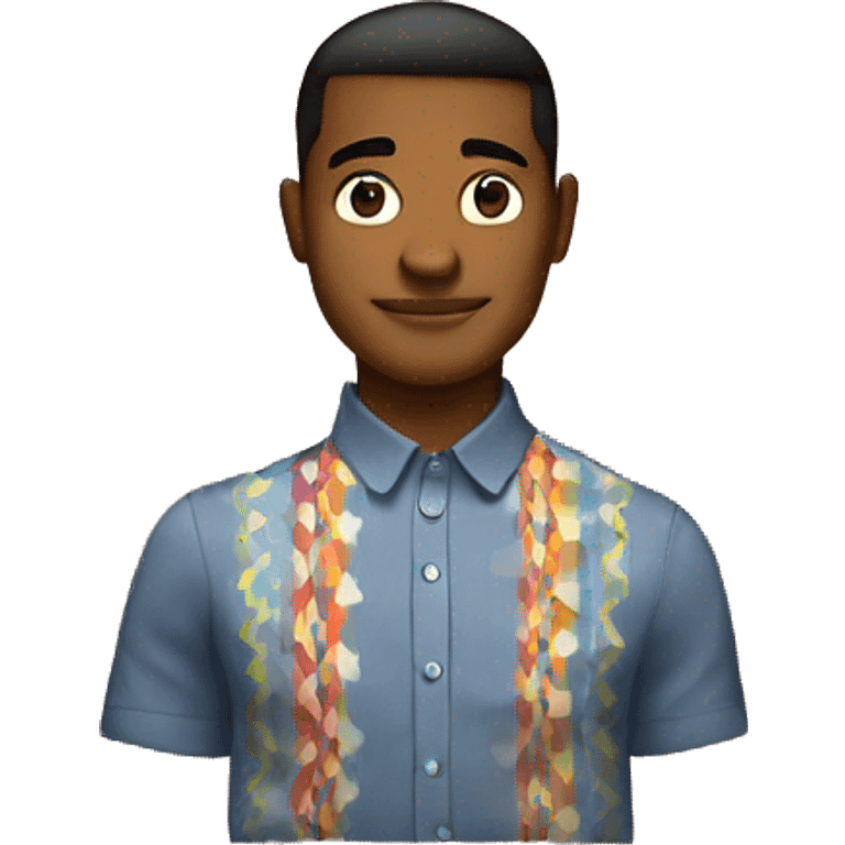 brown Man in Fitted button-up shirt with bright pattern emoji