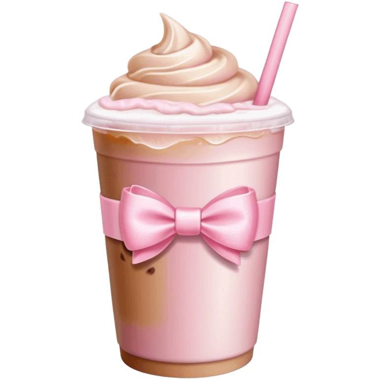 light pink bow on light pink bow on a ice coffe emoji