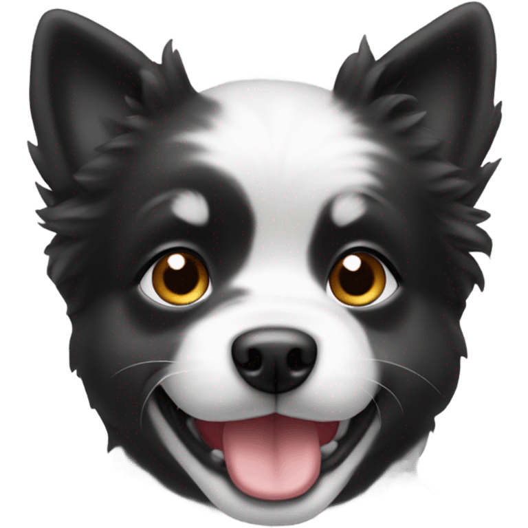 Baby dog spitz black and white emoji