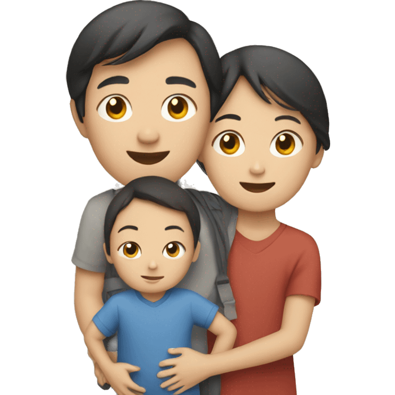 asian girl and boy carrying a child emoji