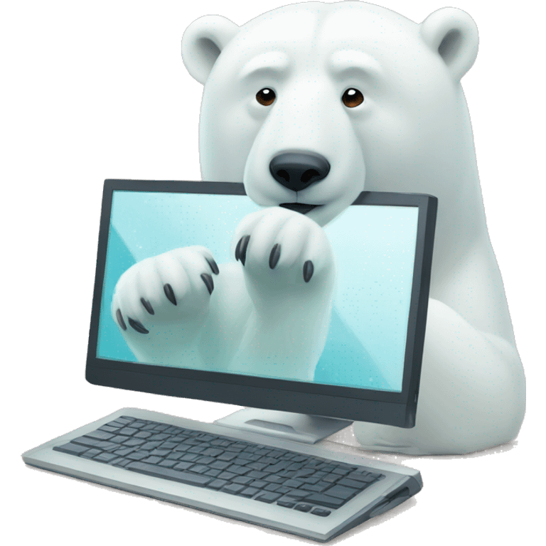 Polar Bear on Computer emoji