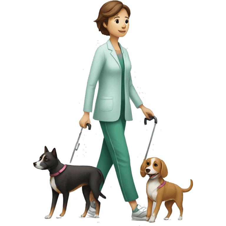 Lady, post surgery, walking a blind dog emoji