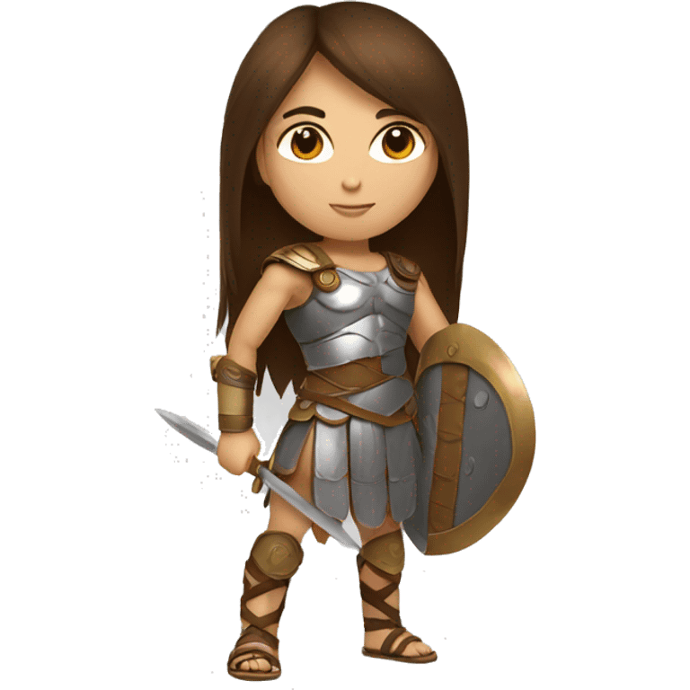 Girl gladiator with long straight brown hair and sunglasses  emoji