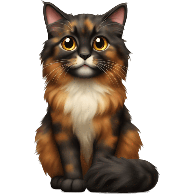 Long haired tortoiseshell cat emoji