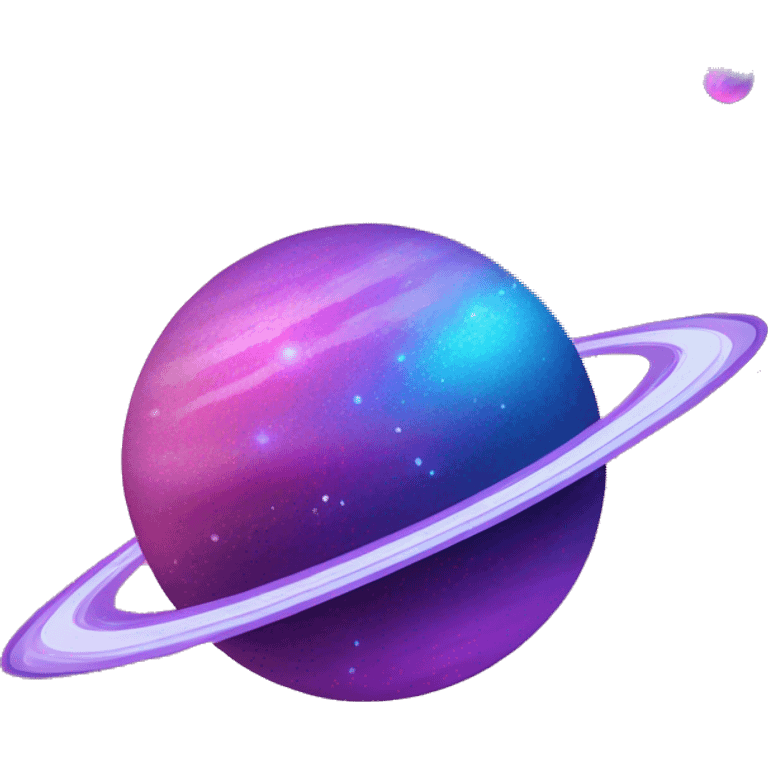 blue purple and pink glitter planet with sparkling saturn ring emoji