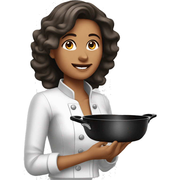 Beauty woman cooking in a 10 inches skillet emoji