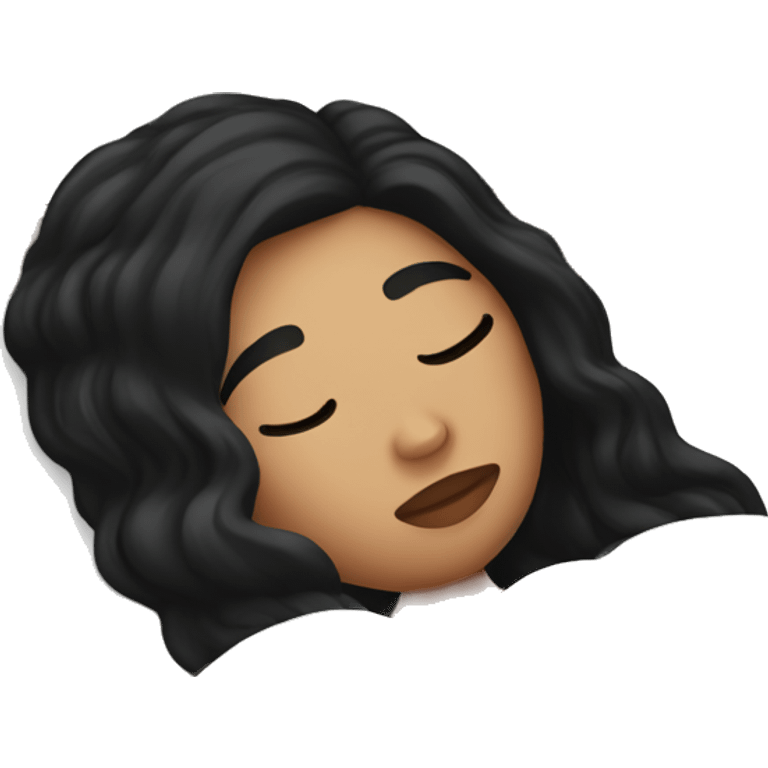 white girl with black hair sleeping in bed emoji