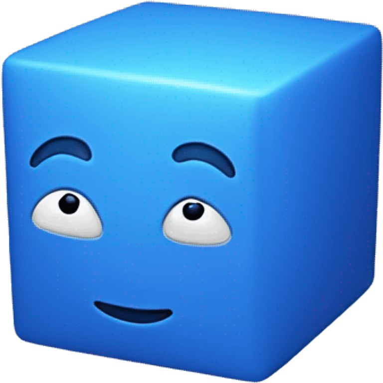 A blue cube with face emoji