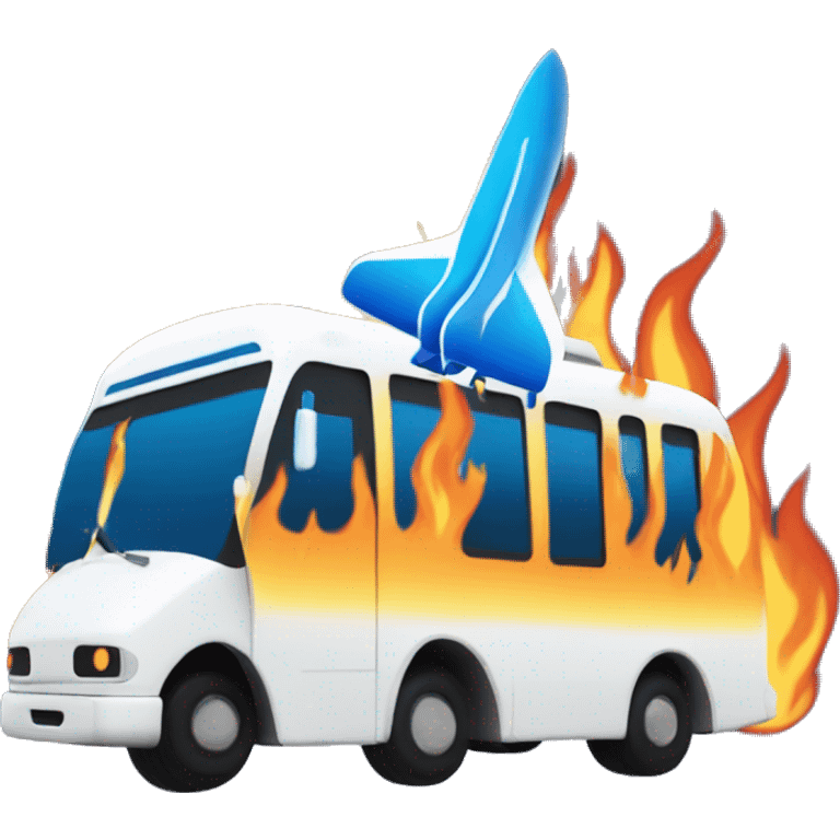 Shuttle Bus with blue TW logo on fire emoji