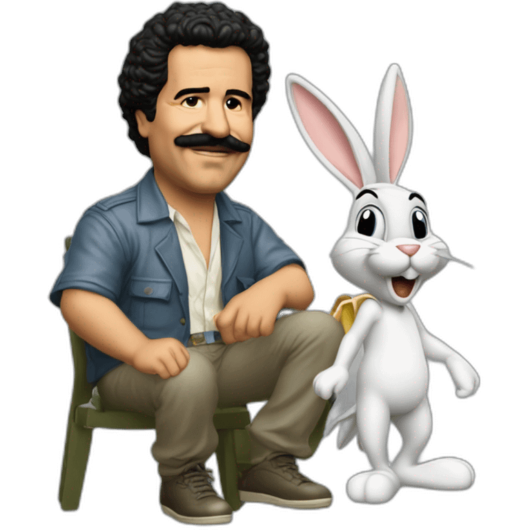 Pablo escobar peleando con Bugs bunny emoji