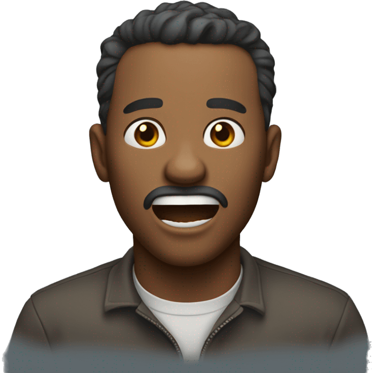 A man whose mouth is open with surprise and surprise emoji