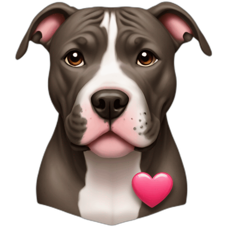 Brindle Pitbull wth a heart emoji