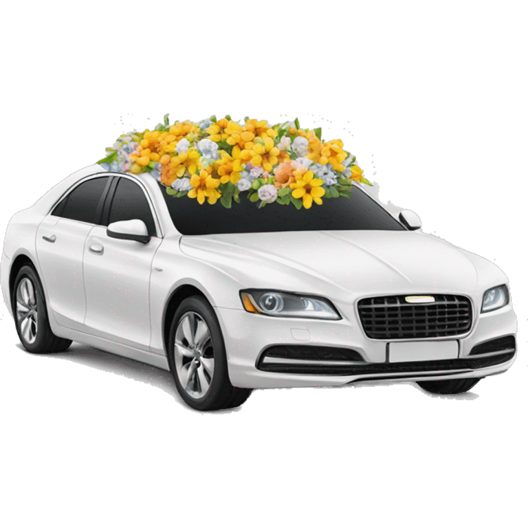 Luxury car with flowers in the trunk  emoji