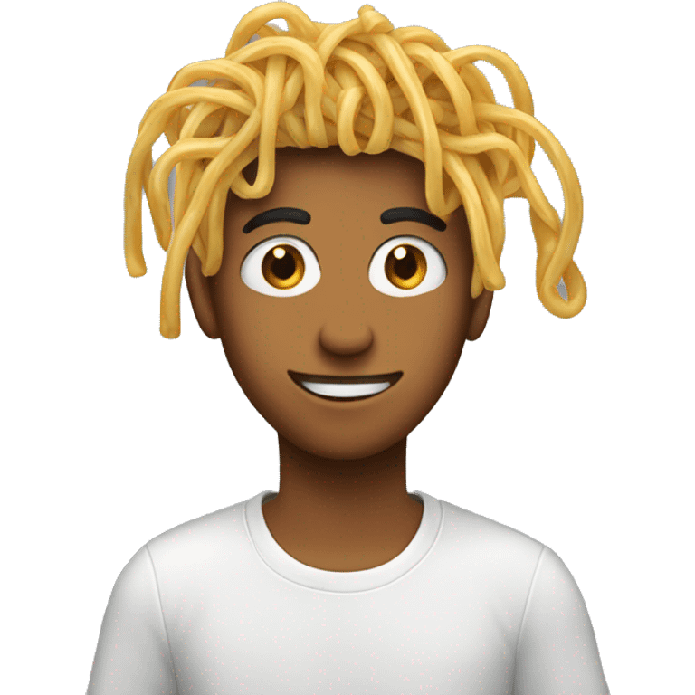 teenager with spaghetti as hair, emoji