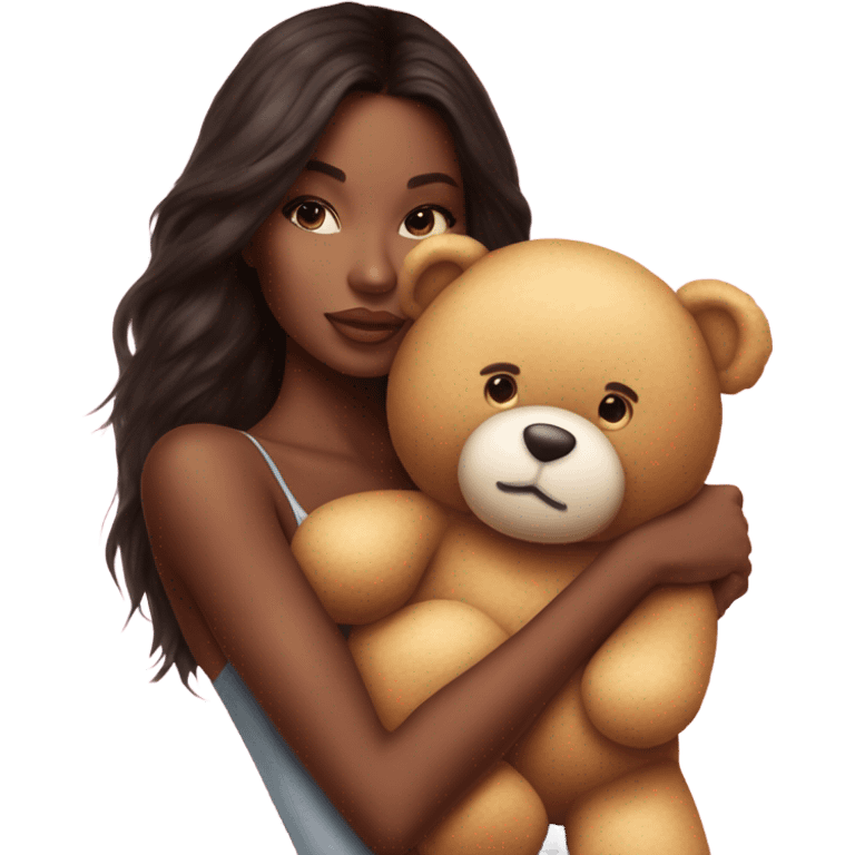 Photo Real Victoria secret model cuddling a teddy bear  emoji