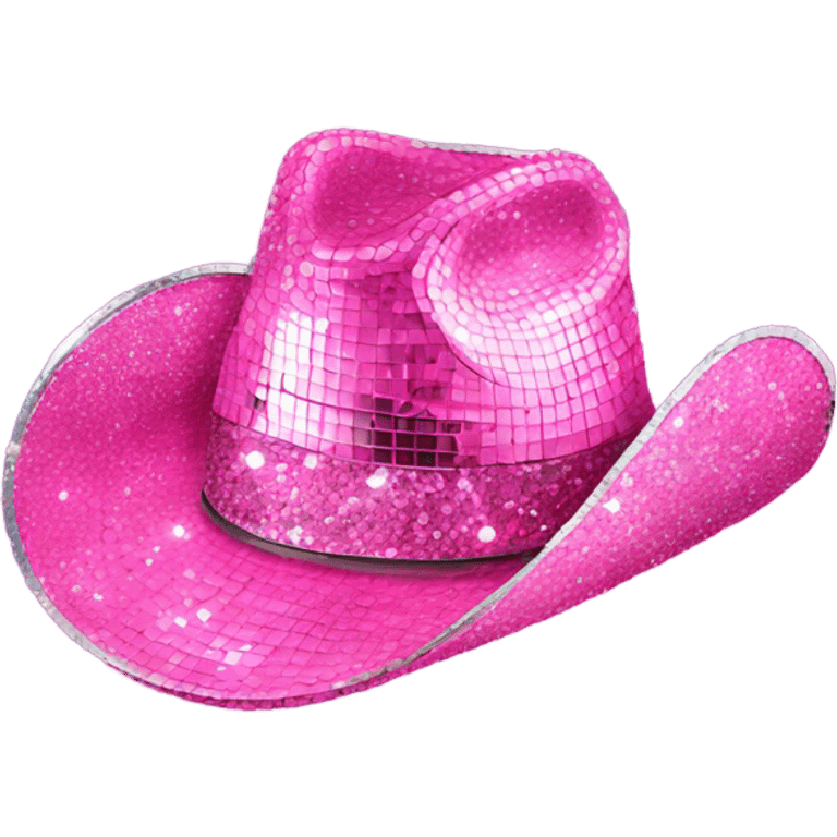 A pink disco ball with a sparkly cowboy hat on emoji