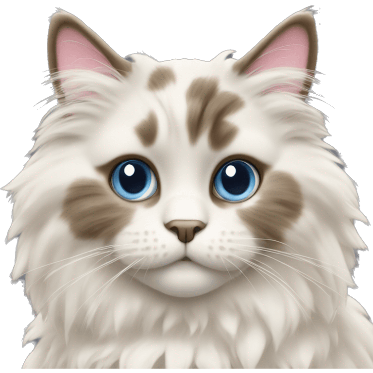 Fluffy Rag doll cat with a pretty face emoji