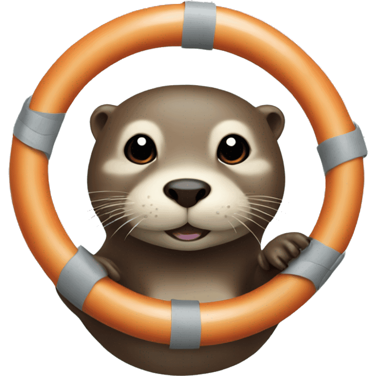 Otter with swim rings on emoji