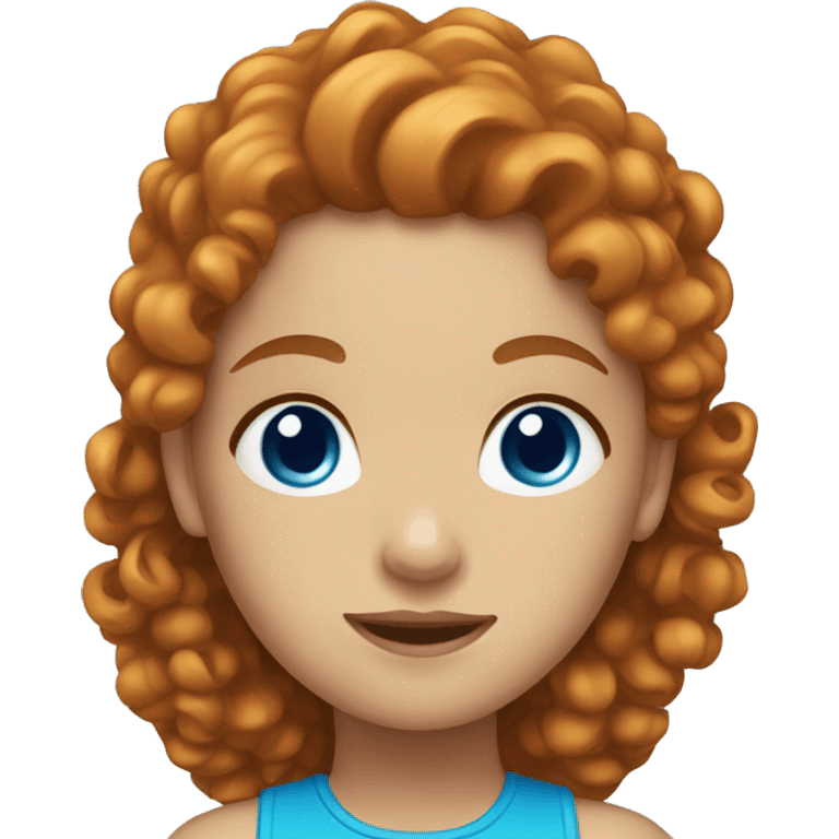 A girl with ginger curly head and blue eyes emoji