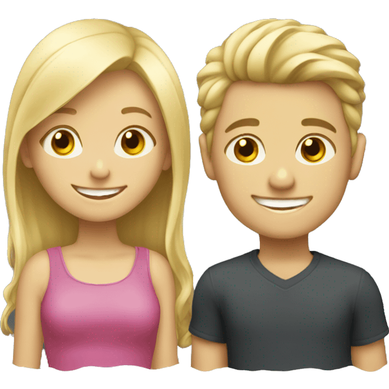 blonde girl and boy smile emoji